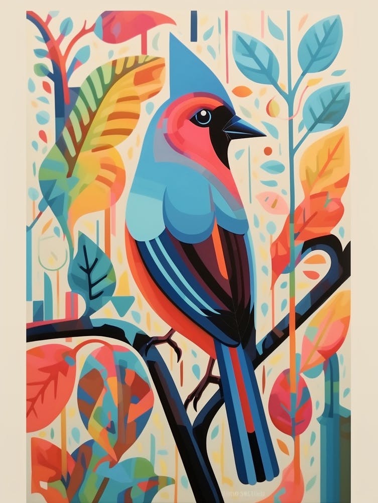 Colourful Scandi Bird Cardinal 3