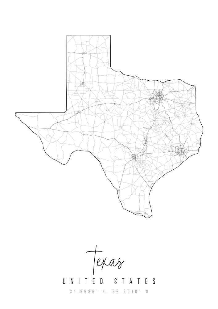 Texas Minimal Street Map
