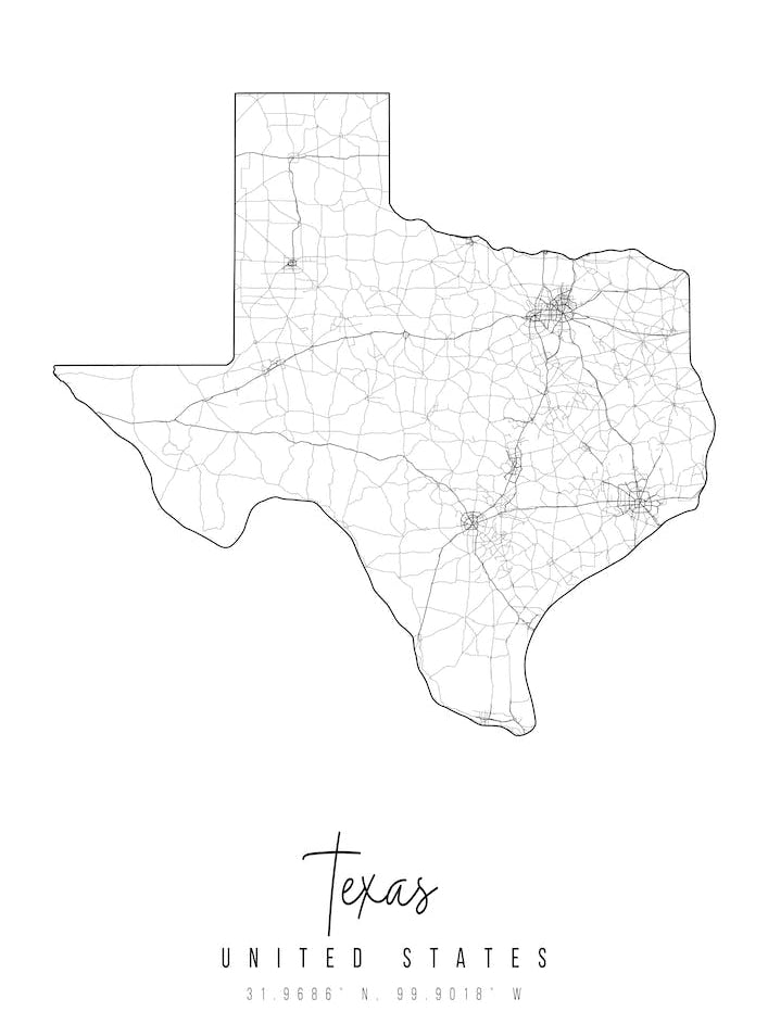 Texas Minimal Street Map
