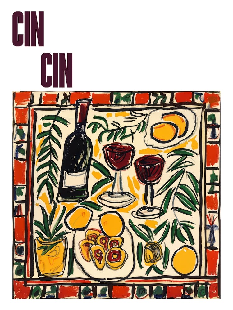 Cin Cin Poster Wine With Friends Matisse Style 6
