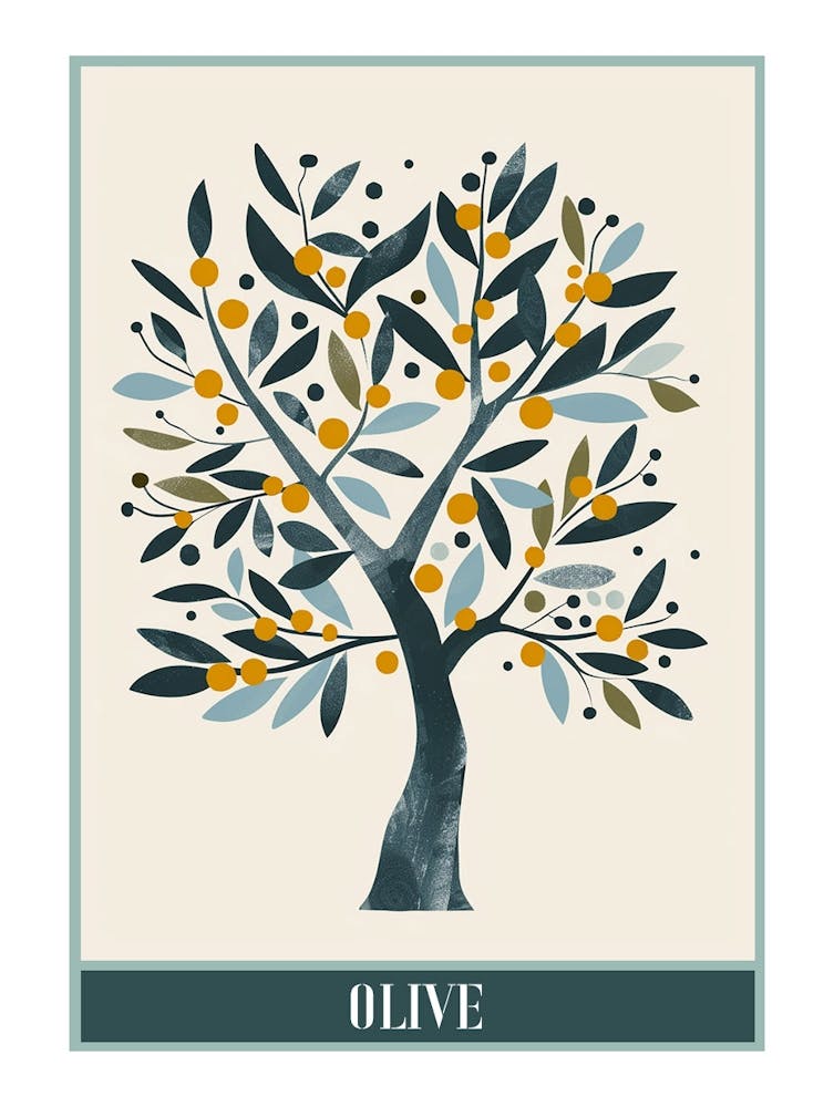 Olive Tree Flat Illustration 8 Poster