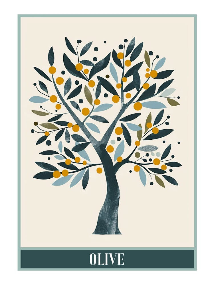 Olive Tree Flat Illustration 8 Poster