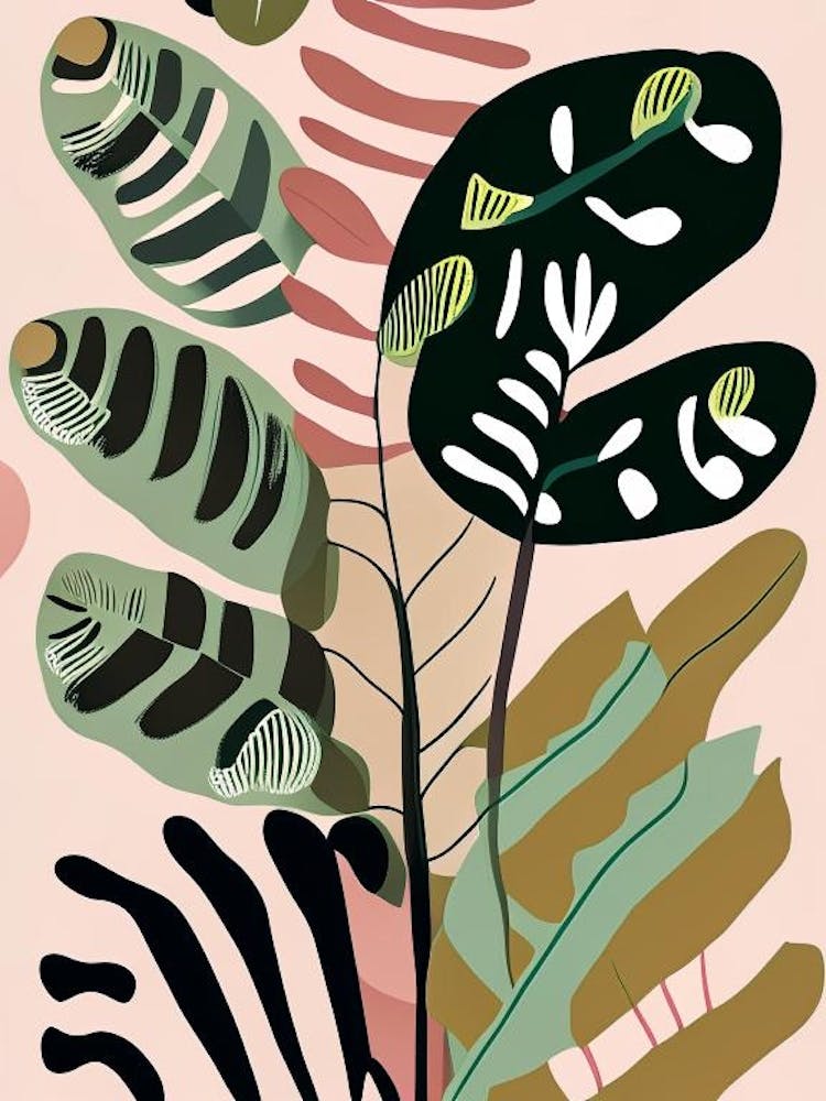 Hart's Tongue Fern Wildflower Modern Muted Colours