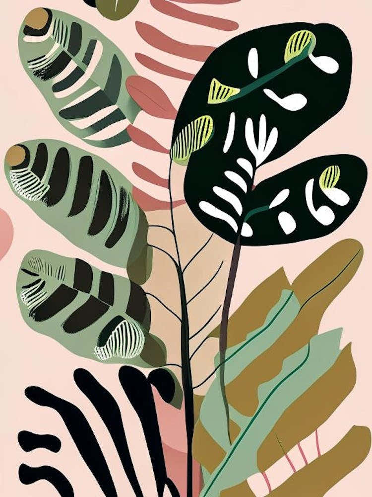 Hart's Tongue Fern Wildflower Modern Muted Colours