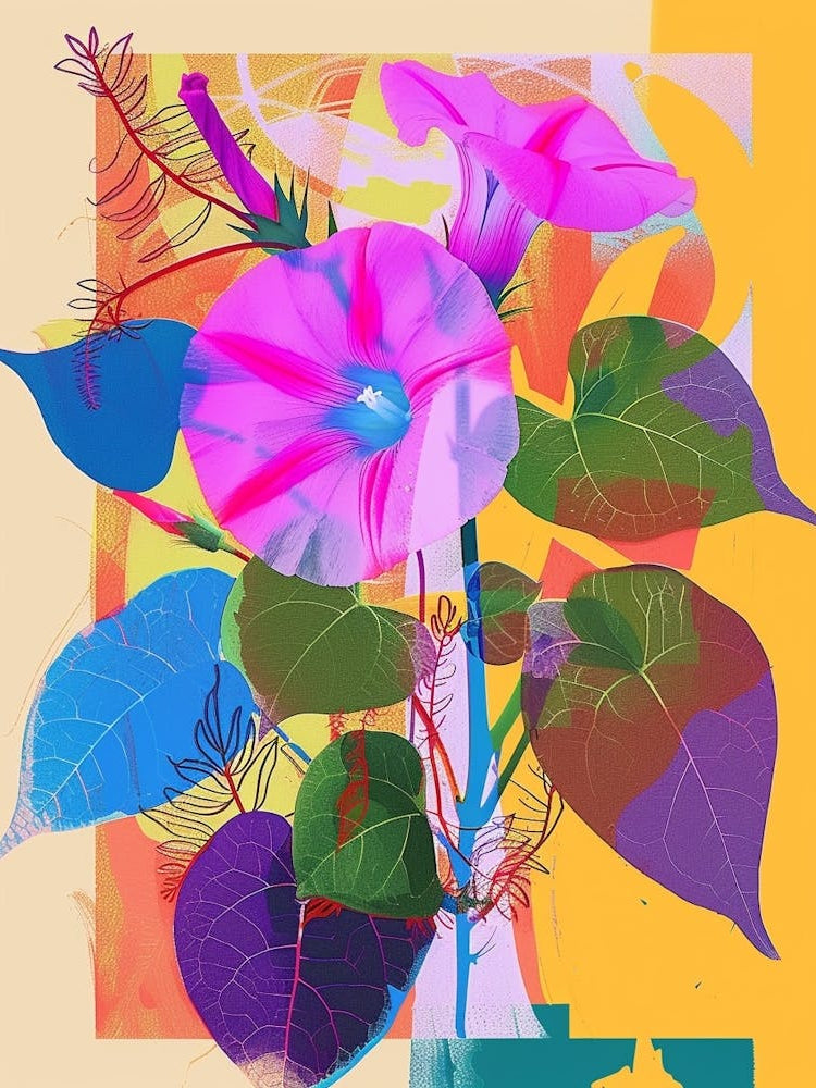 Morning Glory 7 Neon Flower Collage