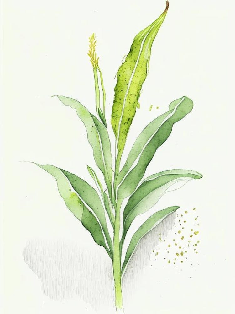 Plantain Herb Minimalist Watercolour
