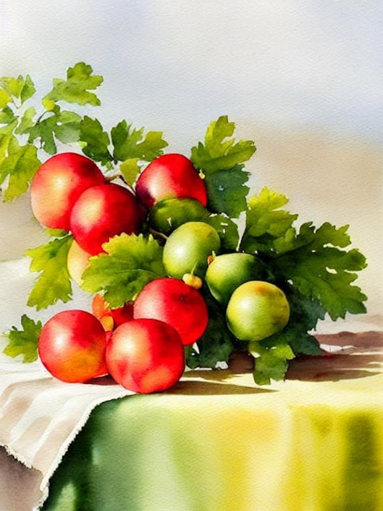 Stachelbeere Italienisches Aquarell Obst