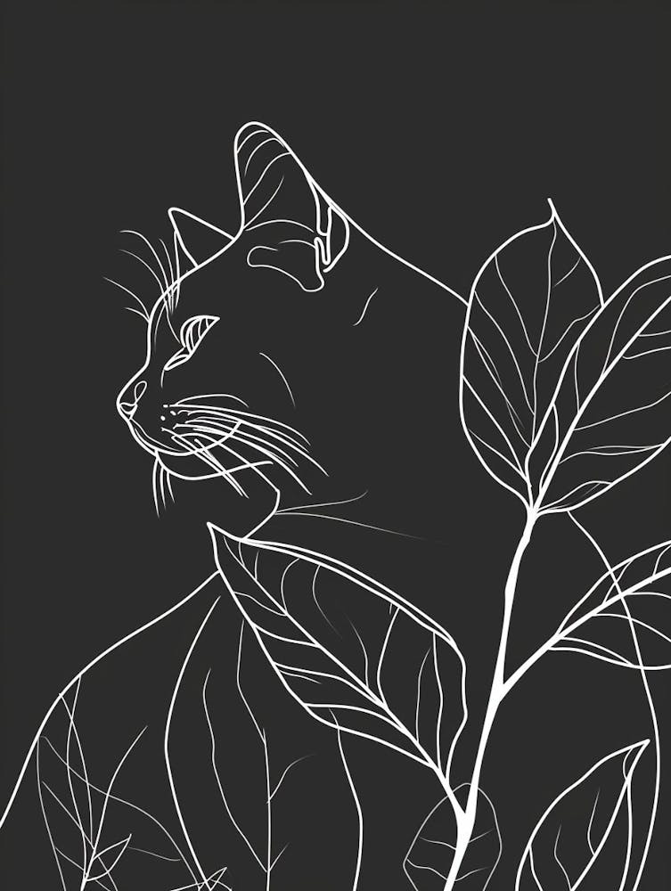 American Shorthair Cat Minimalist Illustration 2