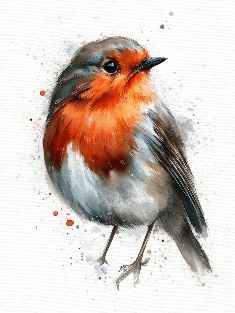 Aihrgdesign Isolated Watercolor Painting Of Birds Robin With 3