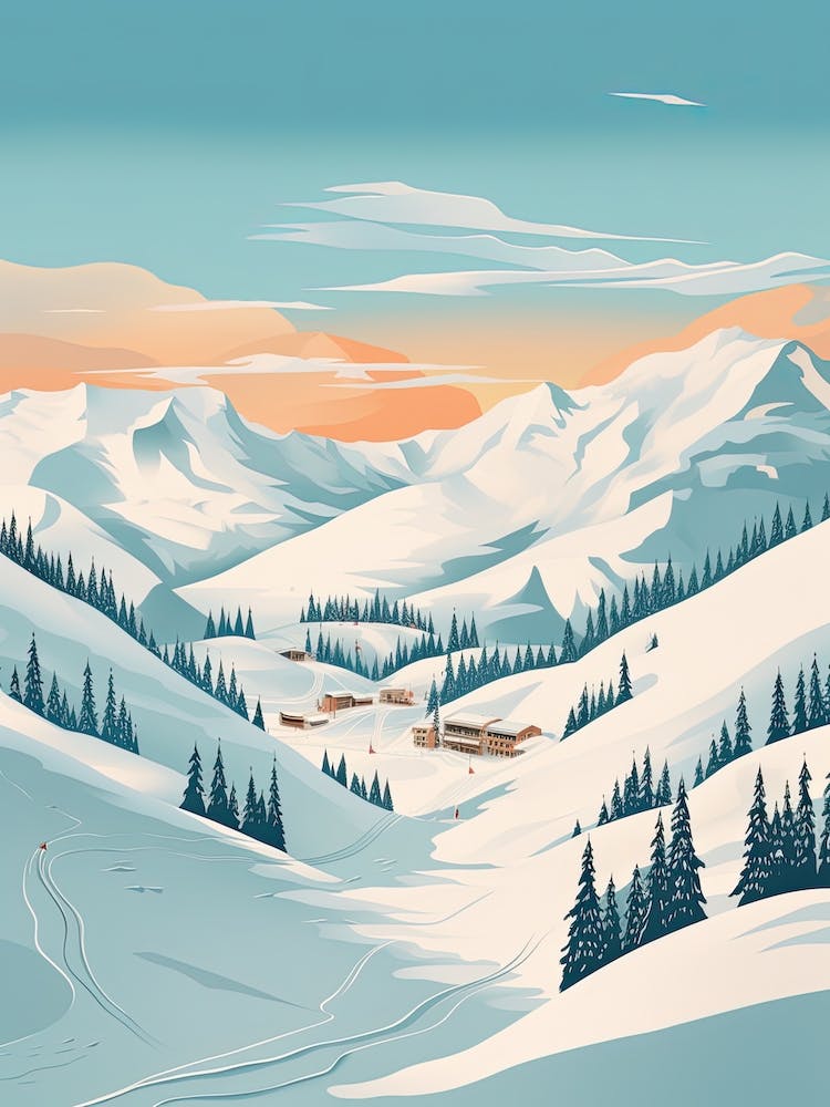 Courchevel   France, Ski Resort Illustration 1 Simple Style