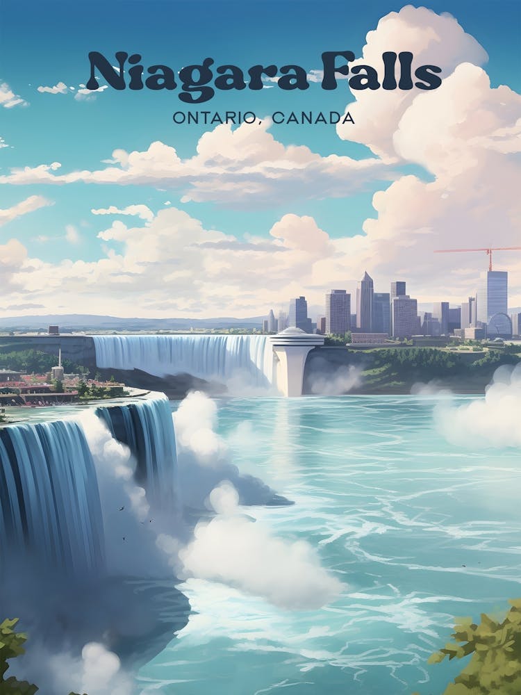 Niagara Falls Ontario Canada Waterfall Travel Art