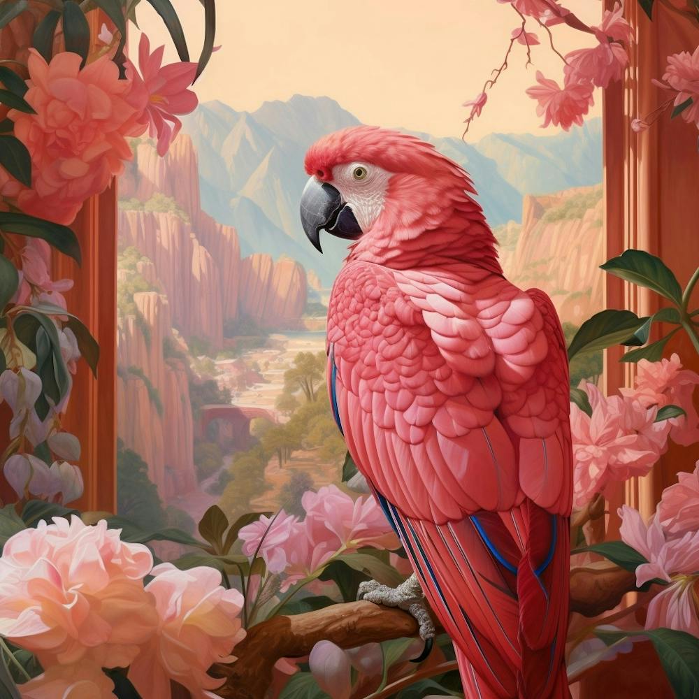Macaw 3 Pink Jungle Animal Portrait