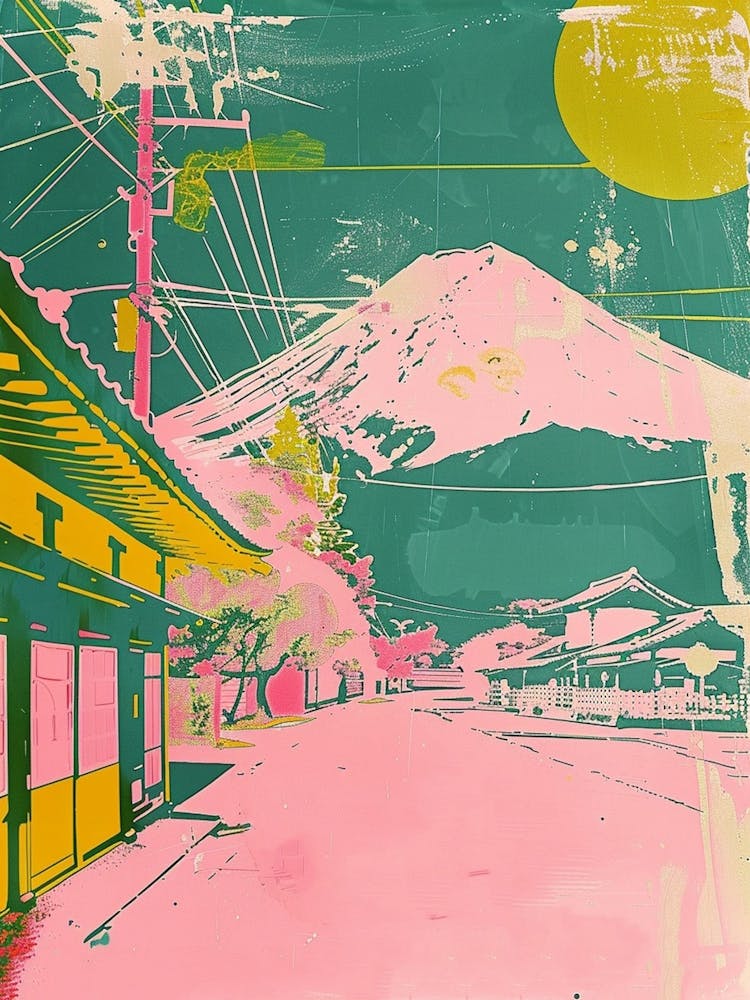 Fujikawaguchiko Japan Duotone Silkscreen 1