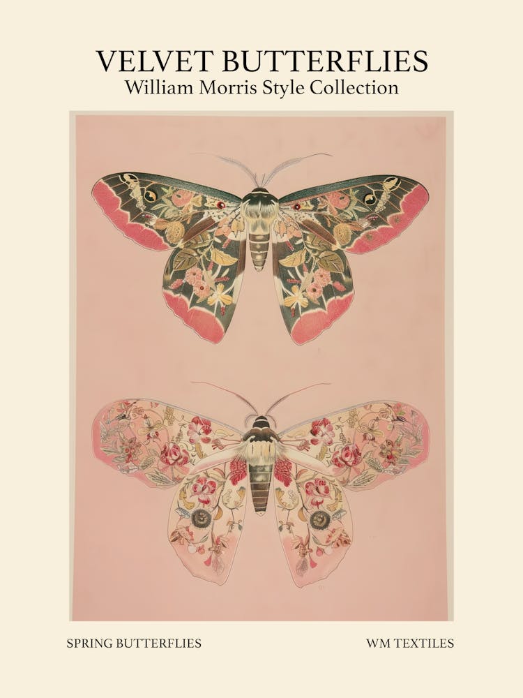 Velvet Butterflies Collection Spring Butterflies William Morris Style 9