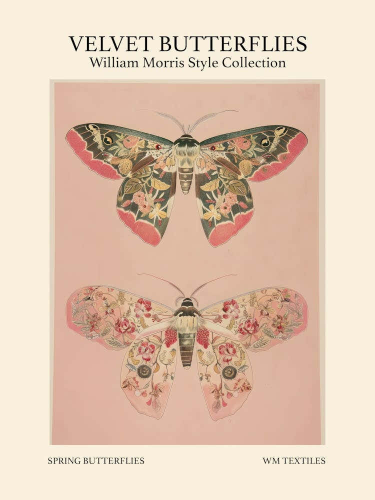 Velvet Butterflies Collection Spring Butterflies William Morris Style 9