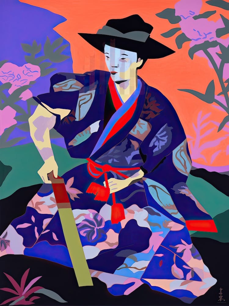 Samurai In Fauvist Matisse Japanese Style  3