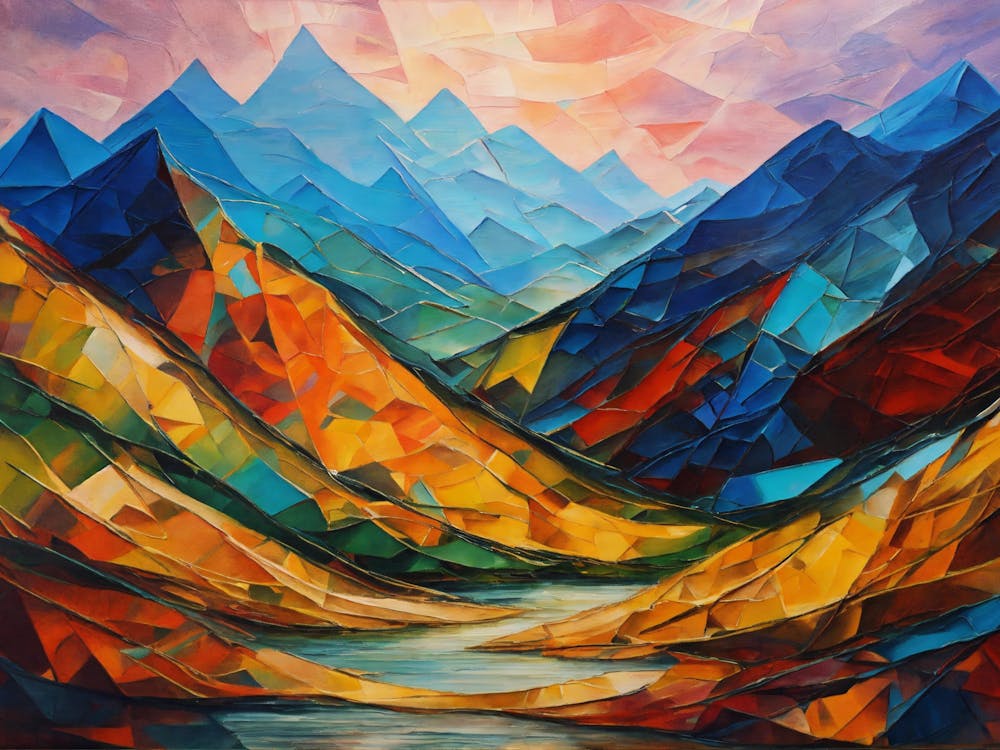 Abstract Mountain Landscape Painting