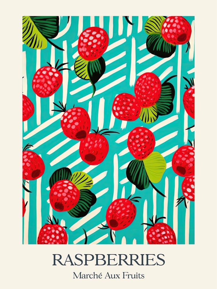 Marche Aux Fruits Raspberries Fruit Summer Illustration 2