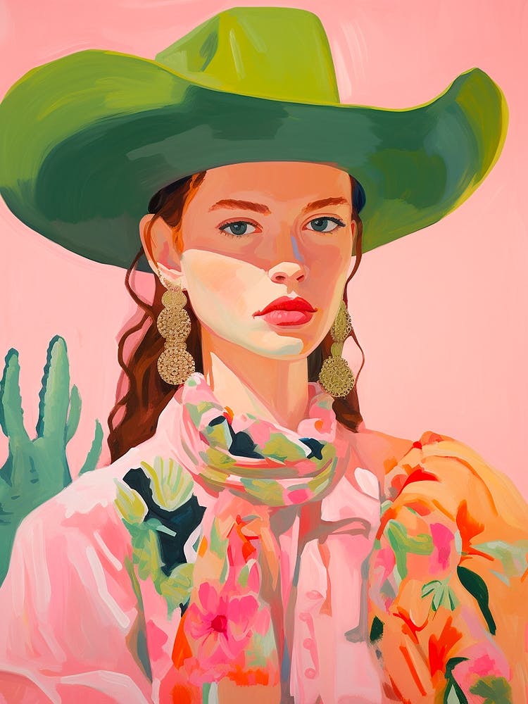 Pastel Colourful Cowgirl Portrait