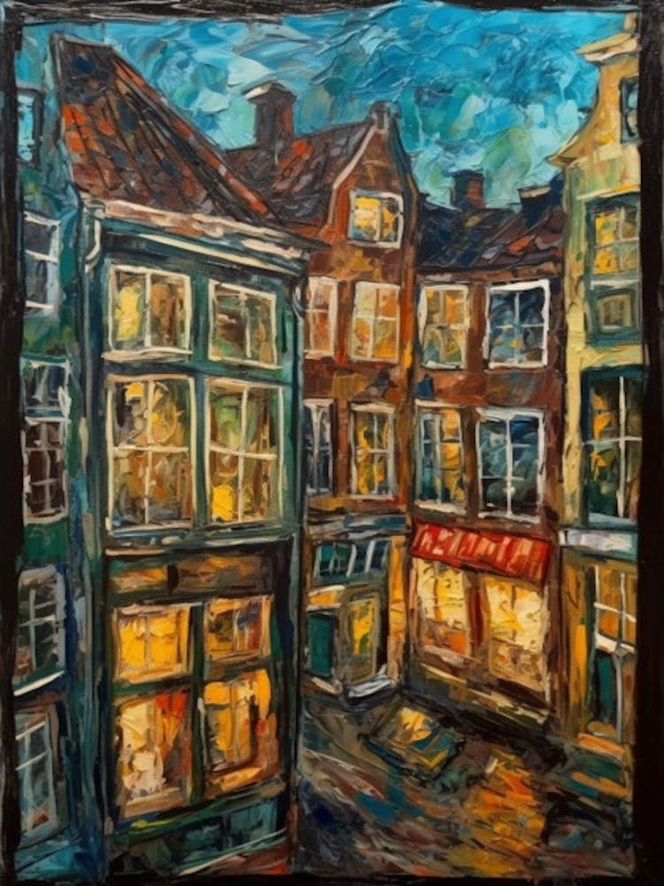 Window View Of Amsterdam In The Style Of Expressionism 2