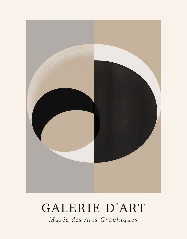 Galerie D'Art Abstract Geometric Circle Beige And Black 4