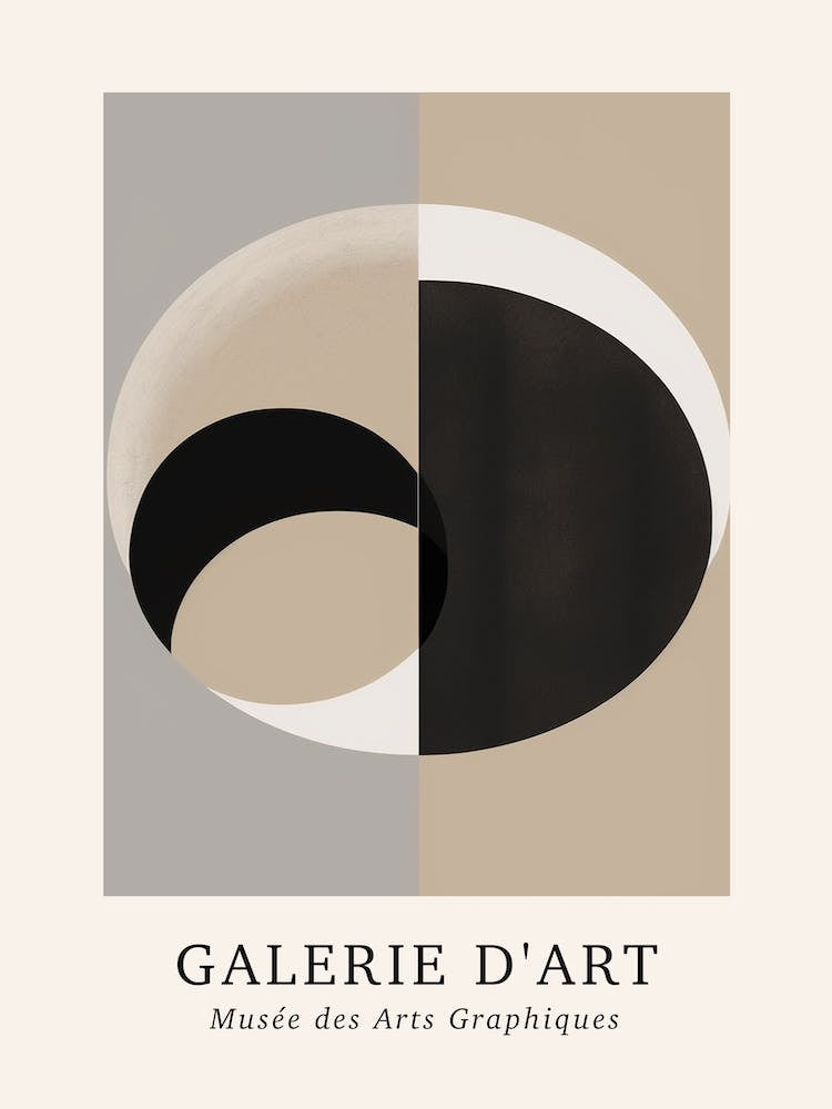 Galerie D'Art Abstract Geometric Circle Beige And Black 4