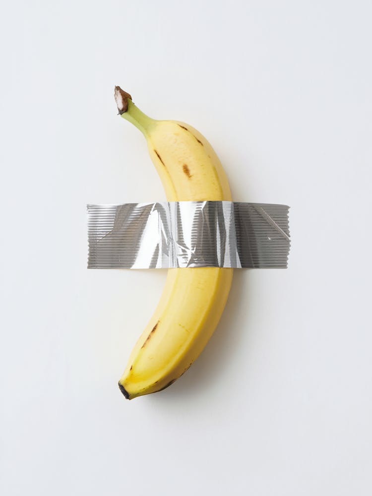 Duct Tape Banana, white background, Maurizio Cattelan 1