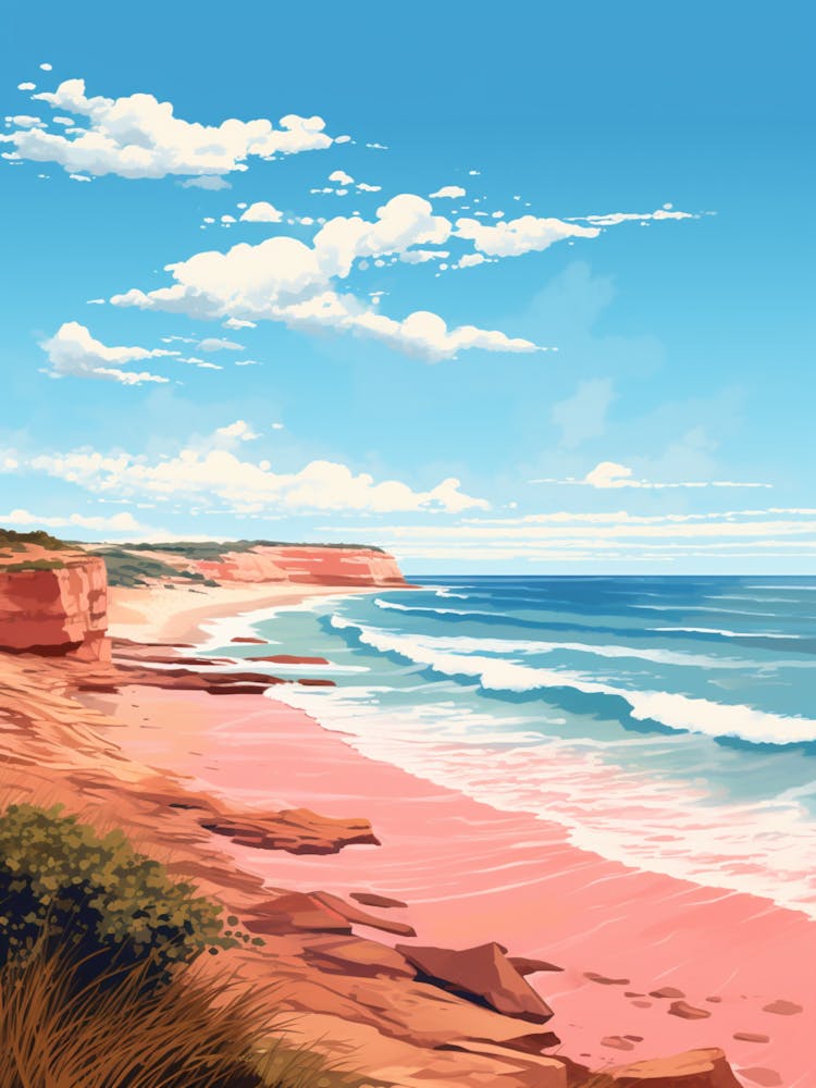 An Illustration In Pink Tones Of  Gracetown Beach Australia 1