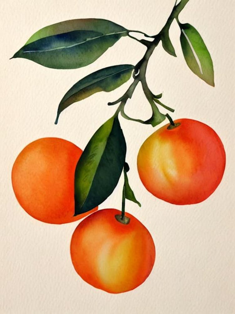 Orange Watercolour Fruit Painting Fruit