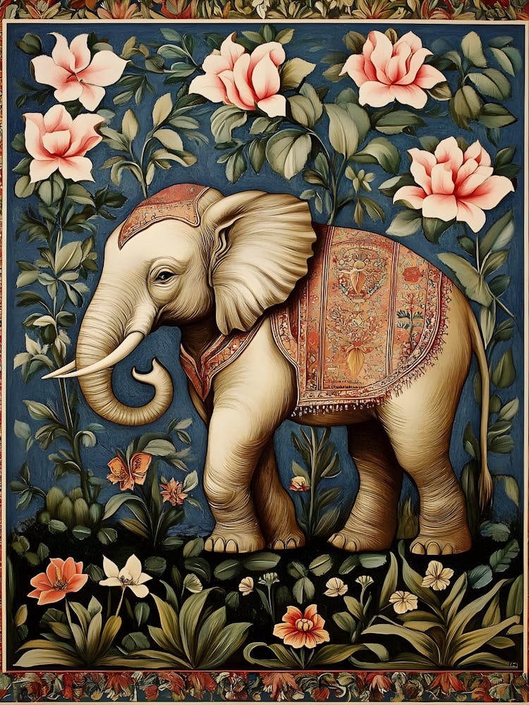 Elephant With Roses
