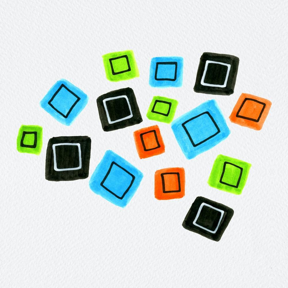 Multicolor Squares Scattered