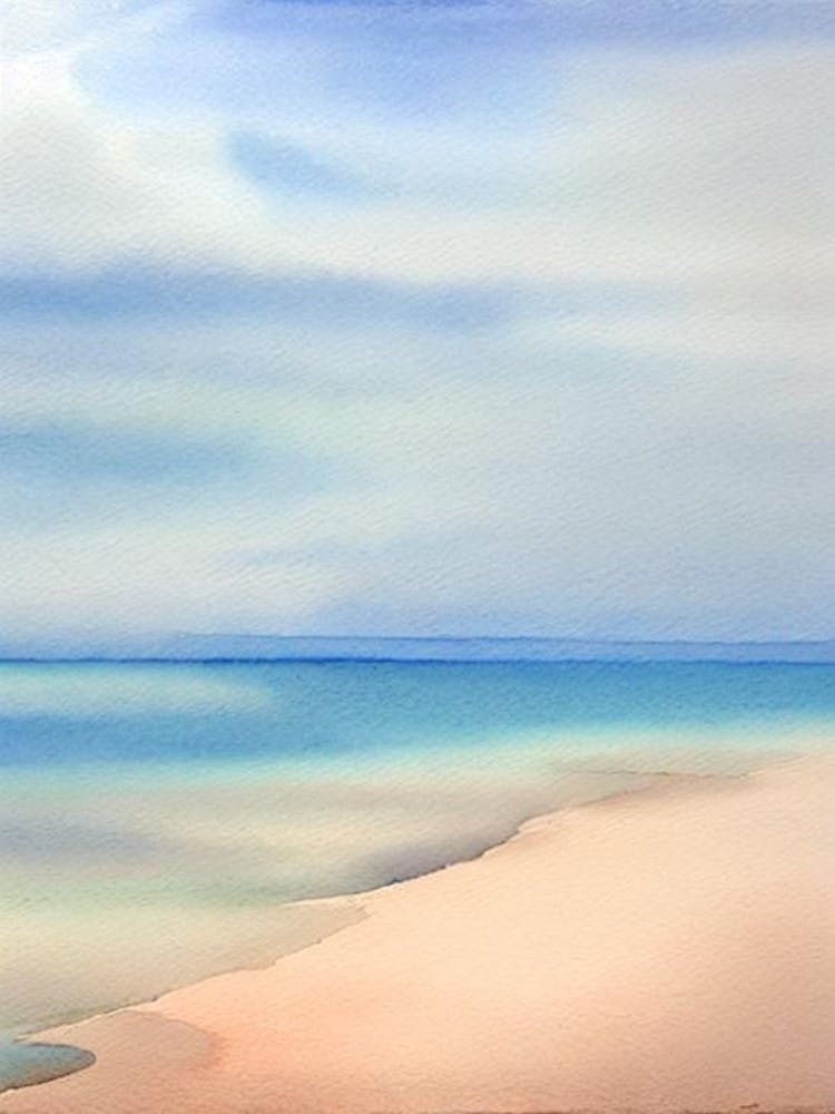 Bamburgh Beach 2, Northumberland Watercolour