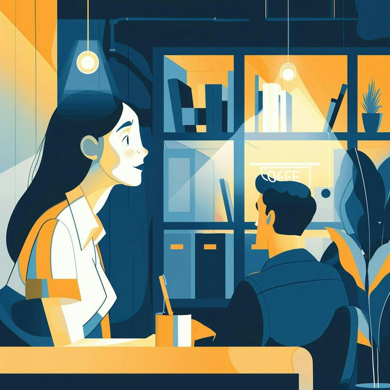 Illustration Of A Couple In A Cafe
