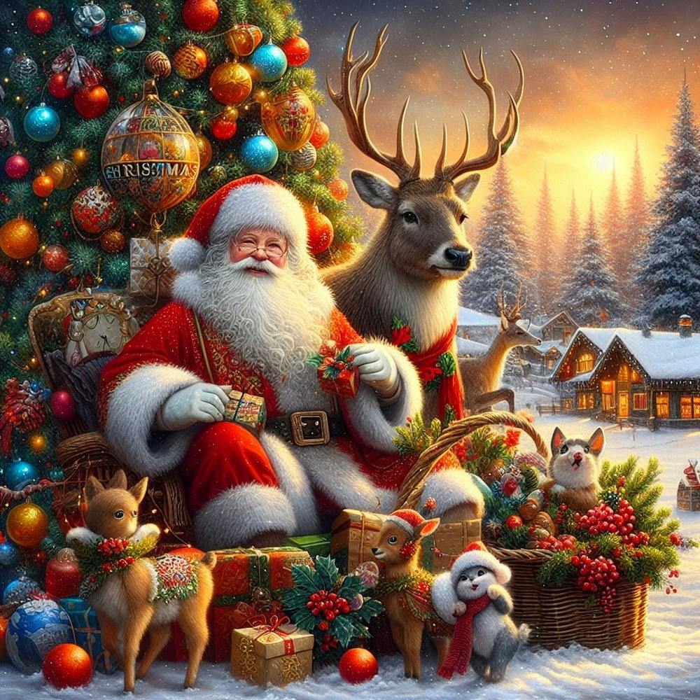 Santa Claus With Reindeer