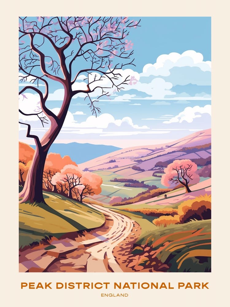 Peak District National Park England 3 Hike Poster