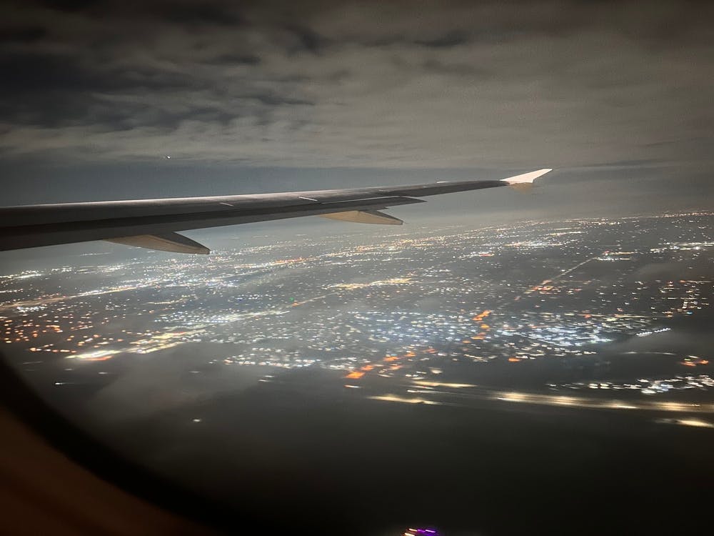 Airplane Wing At Night