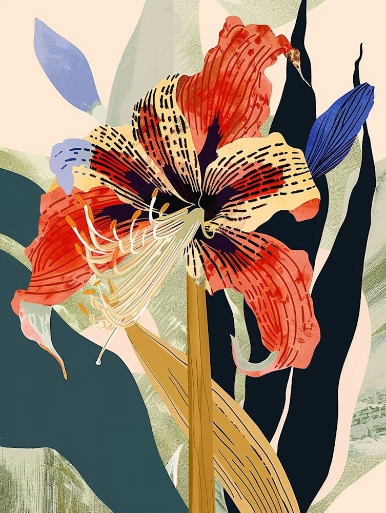 Colourful Flower Illustration Amaryllis 2