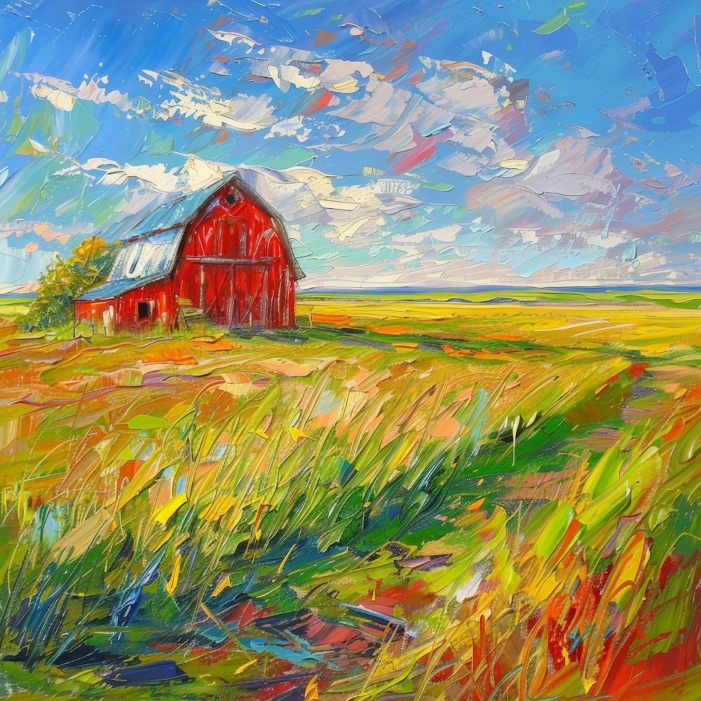 Red Barn In The Prairie