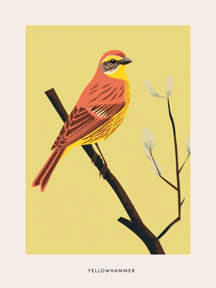 Minimalist Yellowhammer 1 Bird Poster