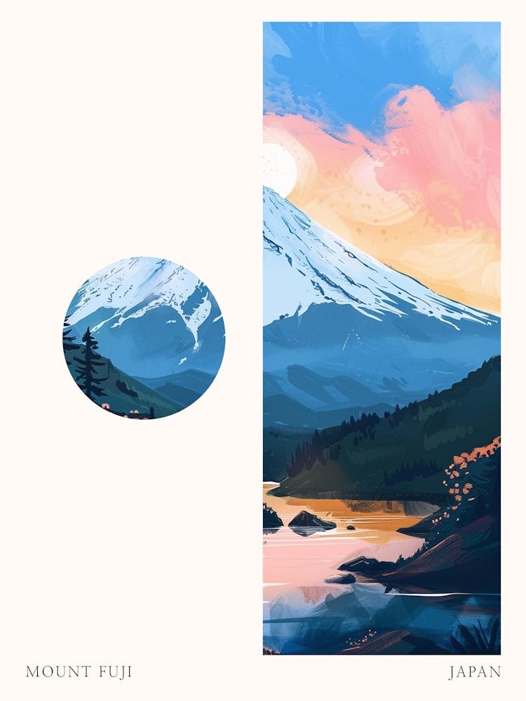 Mount Fuji Japan 5 Cut Out Travel Poster