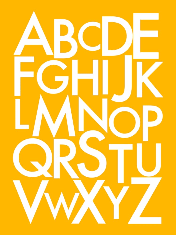 Alphabet In White on Sunshine Yellow