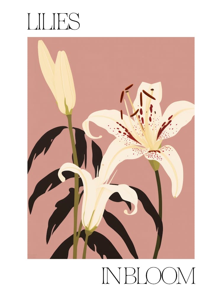 Lilies In Bloom Flowers Bold Illustration 1