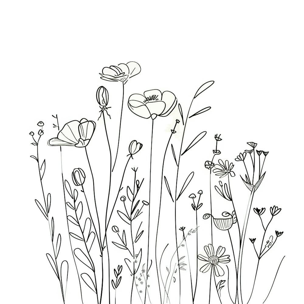 Hand Drawn Wildflowers Line Art 3