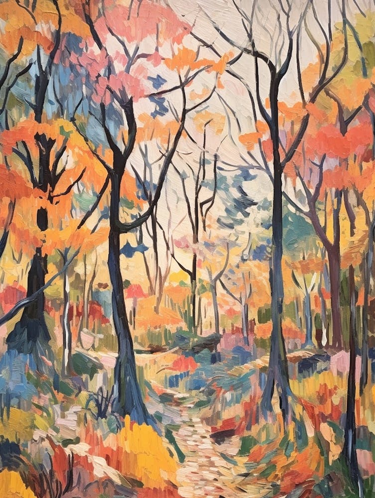 Autumn City Park Painting Daan Forest Park Taipei