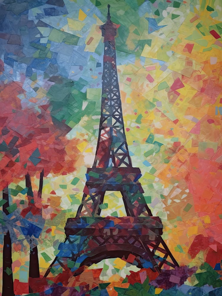 Eiffel Tower Paris France David Hockney Style 18