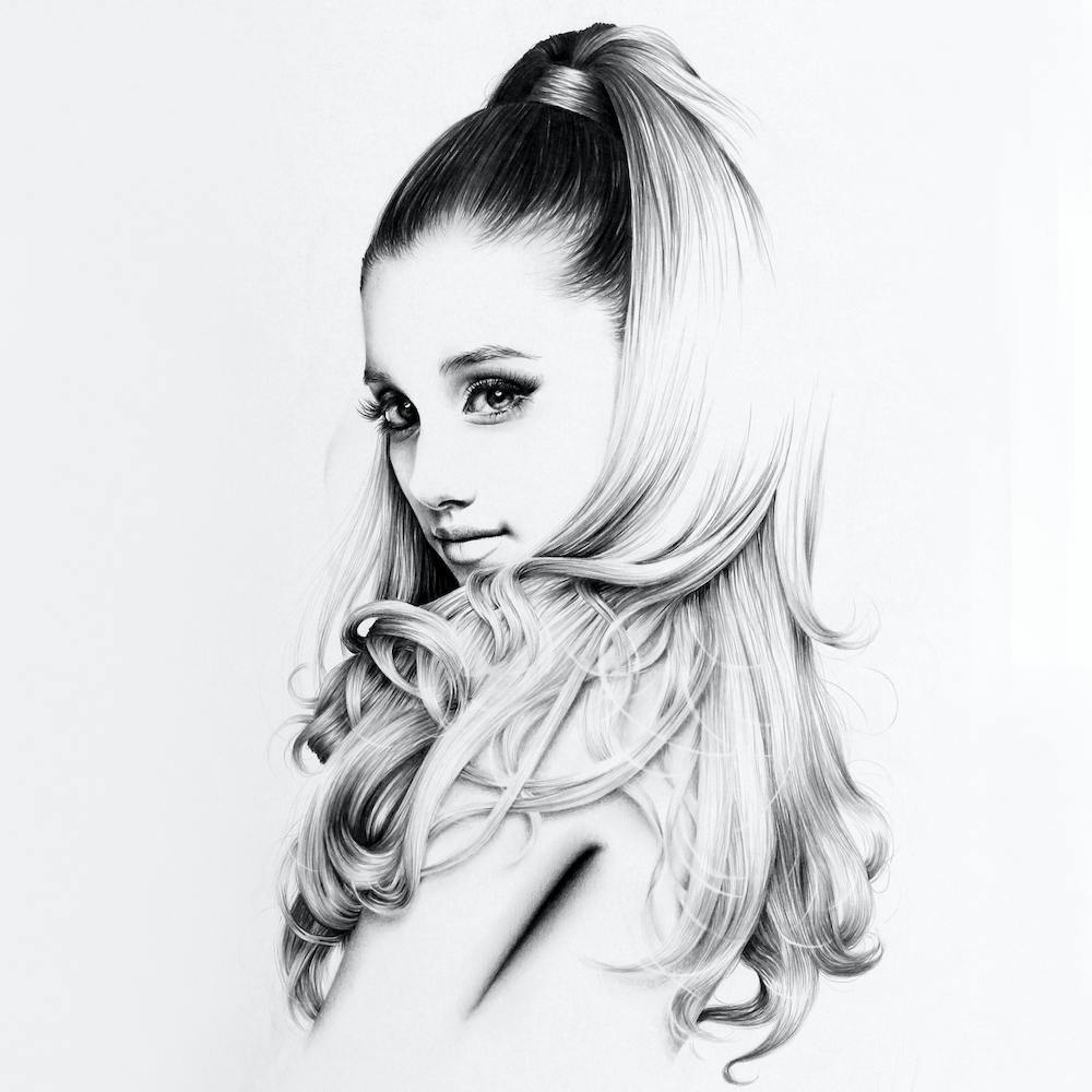 Ariana Grande Pencil Portrait Minimal Black and White Traditional Art