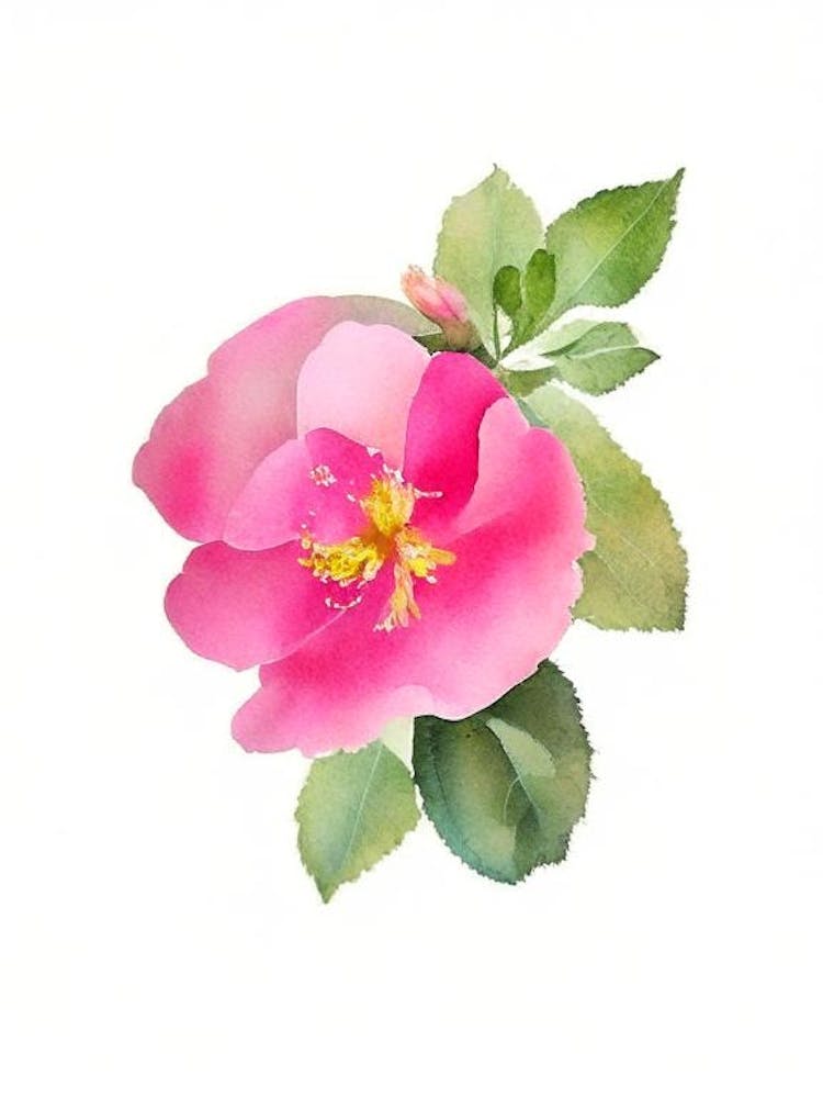 California Wild Rose Wildflower Watercolour