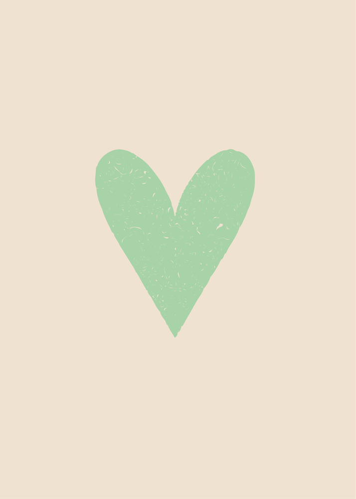Heart Green Beige Vintage