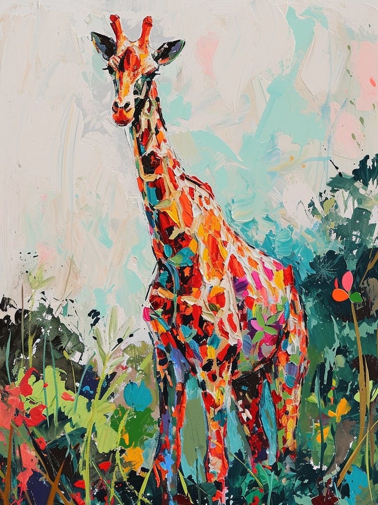 Giraffe im Laub Aquarell-inspiriert 3