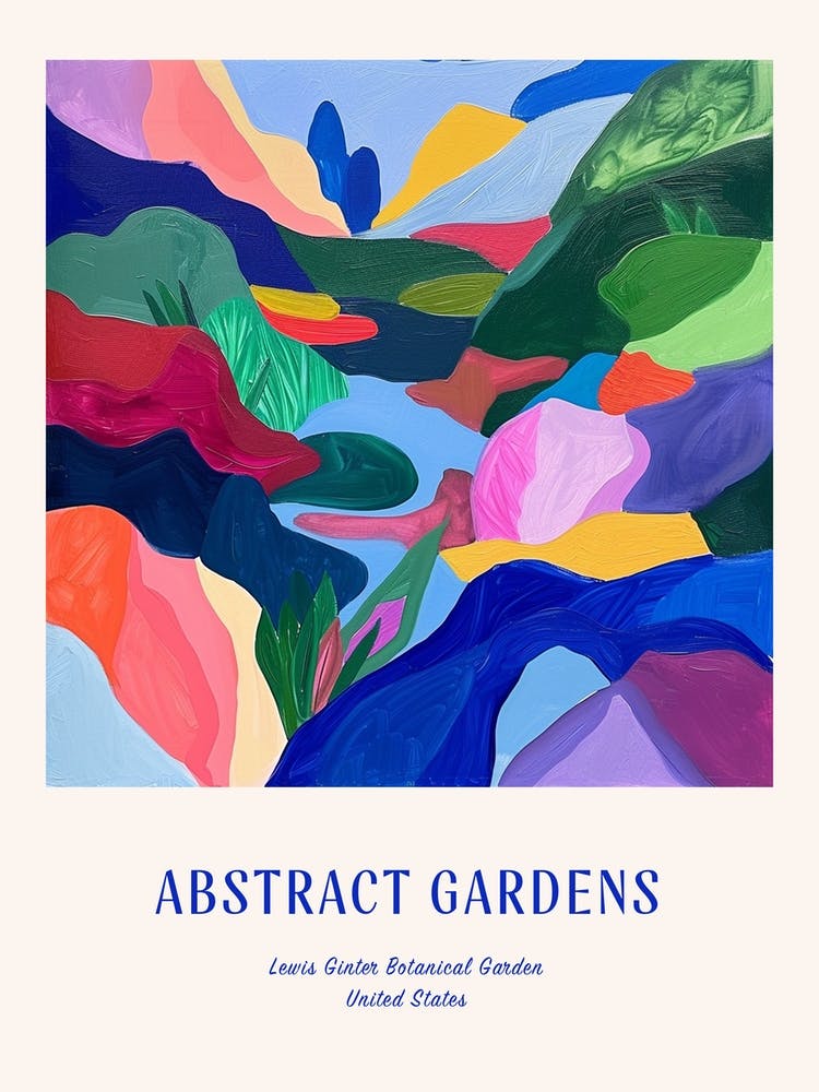 Colourful Gardens Lewis Ginter Botanical Garden Usa 3 Blue Poster
